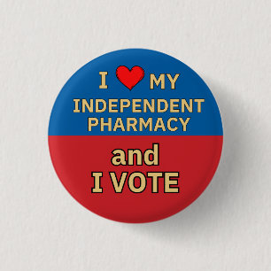 Bóton Redondo 2.54cm I Love Independent Pharmation I Vote button