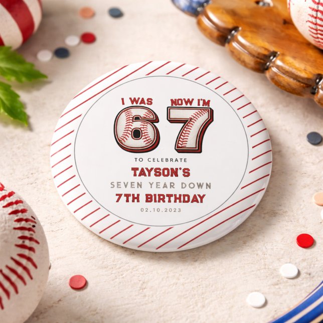 Bóton Redondo 2.54cm I Was 6, Now I’m 7 – Baseball 7th Birthday (I Was 6, Now I’m 7 – Baseball 7th Birthday Button
)