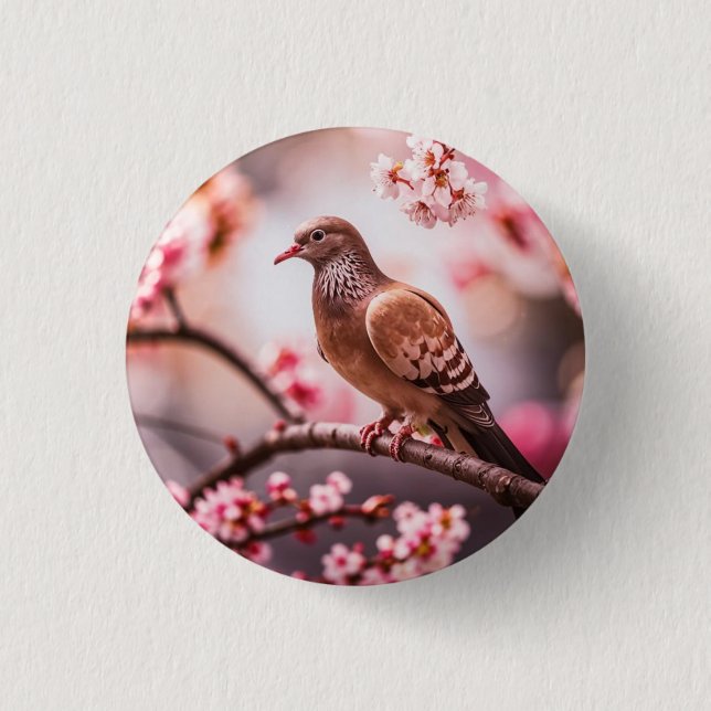 Bóton Redondo 2.54cm Ícone: pomba (Frente)