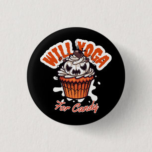 Bóton Redondo 2.54cm Ideia de Cupcake de Halloween para Yoga das Mães