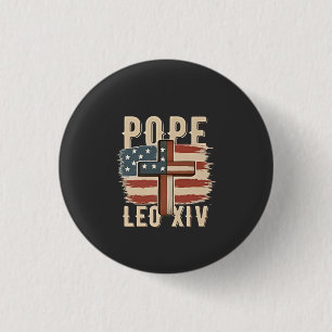 Bóton Redondo 2.54cm Igreja Cristã do Papa Leão XIV Bandeira dos EUA