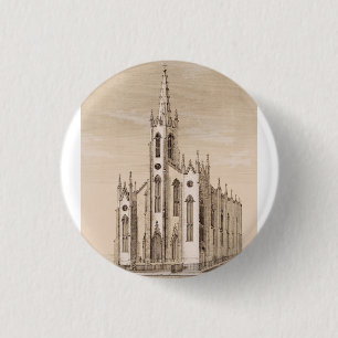 Bóton Redondo 2.54cm Igreja de São Nicolau Antiga Nova York Desenho