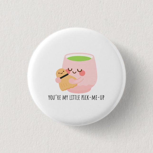 Bóton Redondo 2.54cm Ilustração Cute Matcha Tea Hug (Frente)