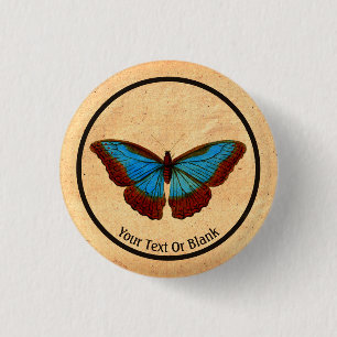Bóton Redondo 2.54cm Ilustração da Borboleta Vintage