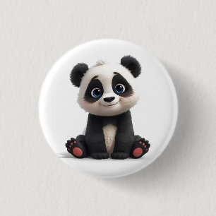 Bóton Redondo 2.54cm Ilustração de Arte de Panda Sentado em Cartoon