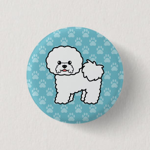 Bóton Redondo 2.54cm Ilustração de Bichon Frise Cachorro