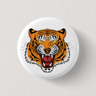 Bóton Redondo 2.54cm Ilustração de Cabeça de Tigre Feroz-24327