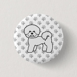 Bóton Redondo 2.54cm Ilustração de Cão de Bichon Frise Cute