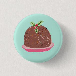 Bóton Redondo 2.54cm Ilustração de Comida de Natal Pudim