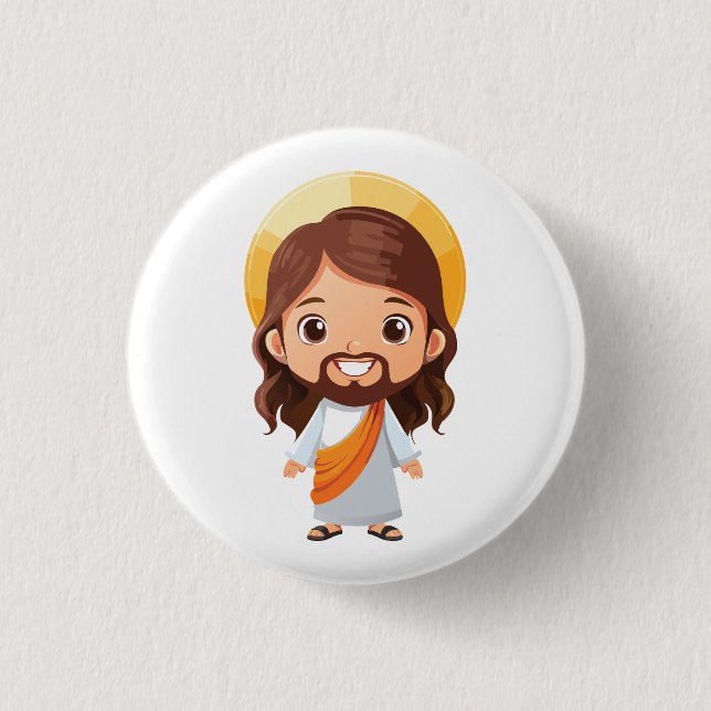 Bóton Redondo 2.54cm Ilustração de Cristo de Jesus (Frente)