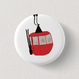 Bóton Redondo 2.54cm Ilustração de Esqui Vermelho Retro Ski