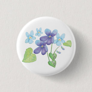 Bóton Redondo 2.54cm Ilustração de Flores Violetas Selvagens
