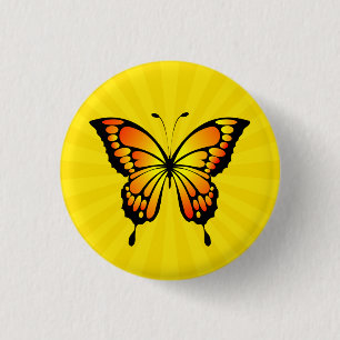 Bóton Redondo 2.54cm Ilustração do Inseto Amarelo-Butterfly-20285 T-S