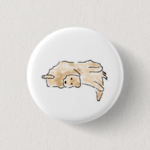 Bóton Redondo 2.54cm Ilustração Fofa de Cachorro Preguiçoso Deitado Des