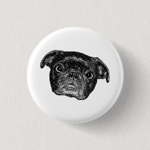 Bóton Redondo 2.54cm Ímã de Manga Pug de Inverno