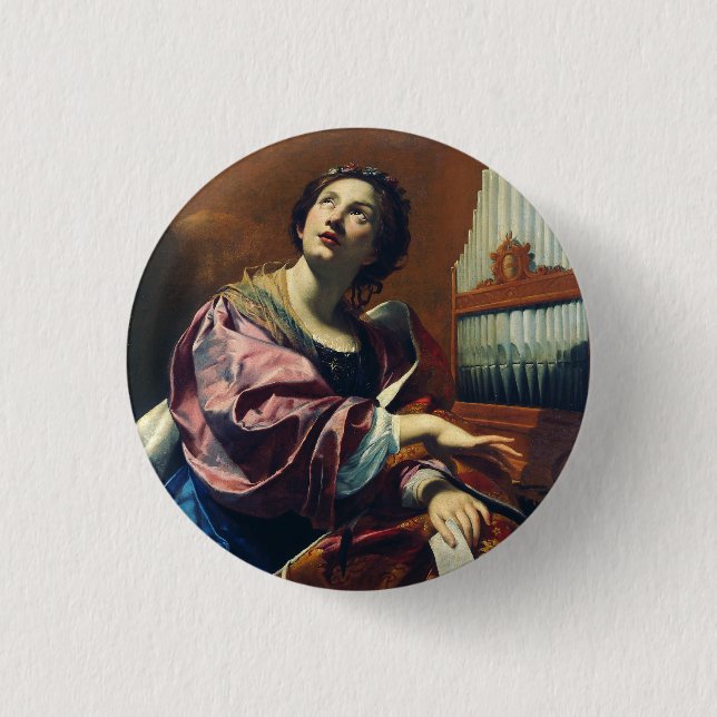 Bóton Redondo 2.54cm Impressão de Arte "Concerto Celestial" Saint Cecil (Frente)