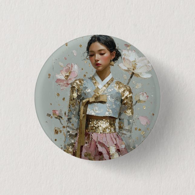 Bóton Redondo 2.54cm Impressão de Arte do Hanbok Moderno (Frente)