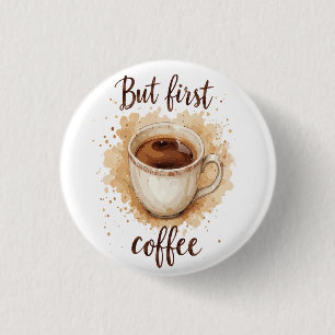 Bóton Redondo 2.54cm Impressão de Arte para Café de Aquarela - Mas Prim