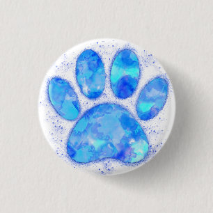 Bóton Redondo 2.54cm Impressão de Cachorro Azul