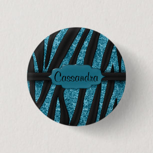 Bóton Redondo 2.54cm Impressão de Zebra com Largura Negra, Azul, Cute