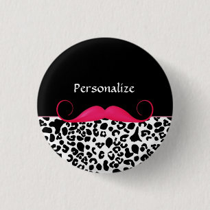 Bóton Redondo 2.54cm Impressão feminino do leopardo do bigode