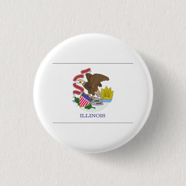 Bóton Redondo 2.54cm International da BANDEIRA de Illinois (Frente)