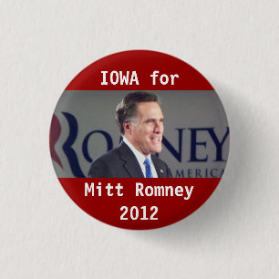 Bóton Redondo 2.54cm Iowa para o botão 2012 político da foto de Mitt