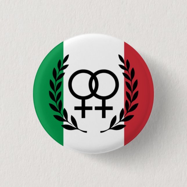 Bóton Redondo 2.54cm Italian Flag Lesbian Pride Pin with laurel wreath (Frente)