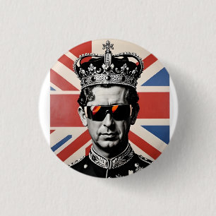 Bóton Redondo 2.54cm jack de união de botões do crachá king Charles iii