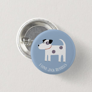 Bóton Redondo 2.54cm Jack Russell Terrier Dog Texto Personalizado
