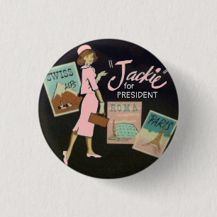 Bóton Redondo 2.54cm Jackie Kennedy para Presidente