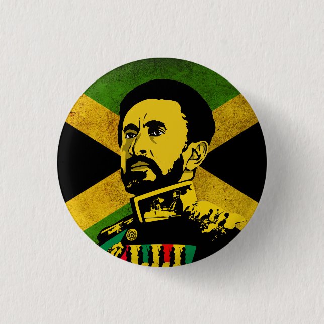 Bóton Redondo 2.54cm Jamaica Flag - hAILE sELASSIE i - Botão rasta (Frente)