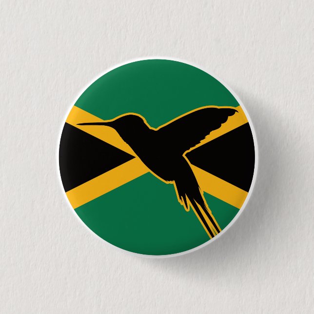 Bóton Redondo 2.54cm Jamaica Hummingbird Jamaican National Animal Flag (Frente)