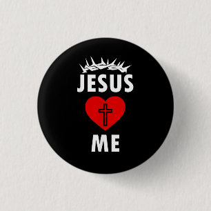 Bóton Redondo 2.54cm Jesus Ama ME Cristão Religioso