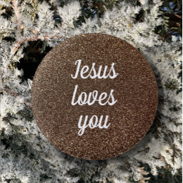 Bóton Redondo 2.54cm Jesus Te Ama Personalizar Faux Glitter Gift