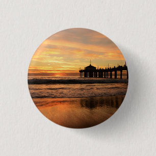 Bóton Redondo 2.54cm Jetty Over Ocean Beach Sunset