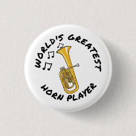 Bóton Redondo 2.54cm Jogador do Chifre Maior do Mundo, Tenor Horn Engra