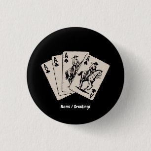 Bóton Redondo 2.54cm Jogando Poker-Carta Ocidental Garota Country Fashi