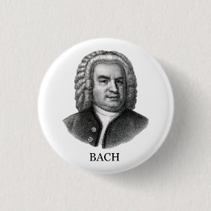 Bóton Redondo 2.54cm Johann Sebastian Bach, preto