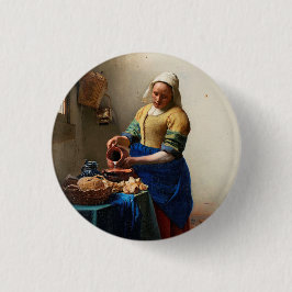 Bóton Redondo 2.54cm Johannes Vermeer. Milkmaid. Vintage belas artes