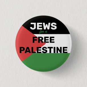 BÓTON REDONDO 2.54CM JUDEUS POR UM PALESTINO GRATUITO VERMELHO NEGRO VE