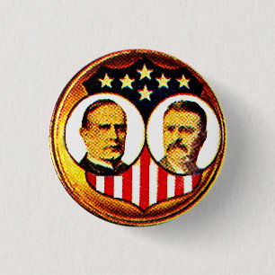 Bóton Redondo 2.54cm Jugate de McKinley-Roosevelt