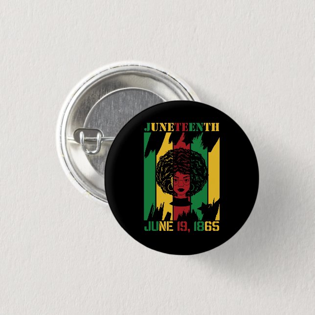 Bóton Redondo 2.54cm Junta | 19 de junho de 1865 | História negra (Frente & Verso)