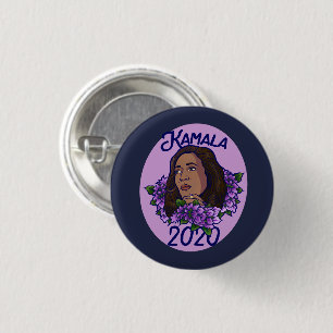 Bóton Redondo 2.54cm Kamala 2020 Arte Violeta Floral Roxa