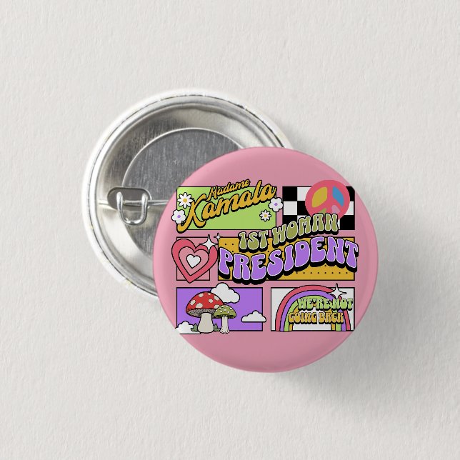 Bóton Redondo 2.54cm Kamala Harris 1rua Presidente Inauguração (Frente & Verso)