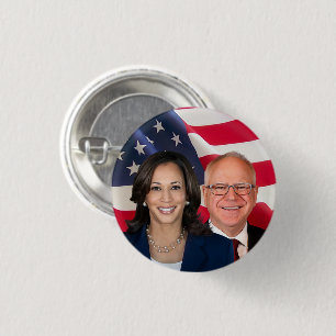 Bóton Redondo 2.54cm Kamala Harris e Tim Walz