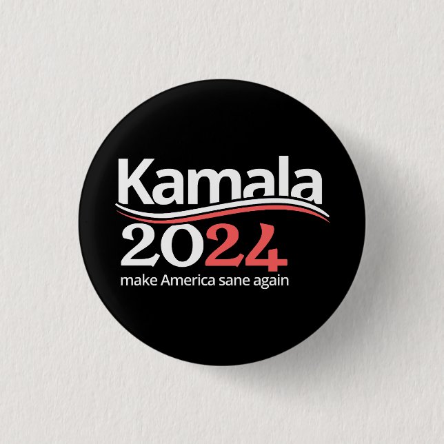 Bóton Redondo 2.54cm Kamala Harris para as eleições de 2024 (Frente)