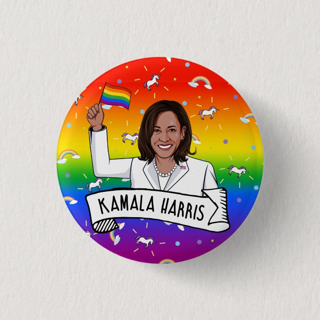 Bóton Redondo 2.54cm Kamala Harris Pride (Frente)