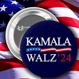 Bóton Redondo 2.54cm Kamala Harris Walz 2024 Obviamente Azul