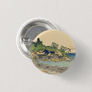 Bóton Redondo 2.54cm Katsushika Hokusai Enoshima na província de Sagami